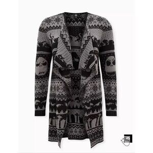 NBC x torrid open knit cardigan waterfall  hooded sweater open top shirt grey